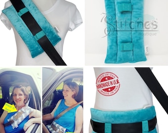 Minky Post Surgery Seat Belt Pillow - Excellent for Mastectomy Recovery, Heart Surgery, Breast Surgery, Abdominal Surgery, Sensory Pillow