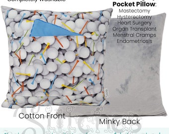 Support Pillow for Abdominal/Chest Surgery-Endometriosis-Kidney or Heart Transplant-Cotton & Minky Post-Op Comfort Pillow-Golf-Sports