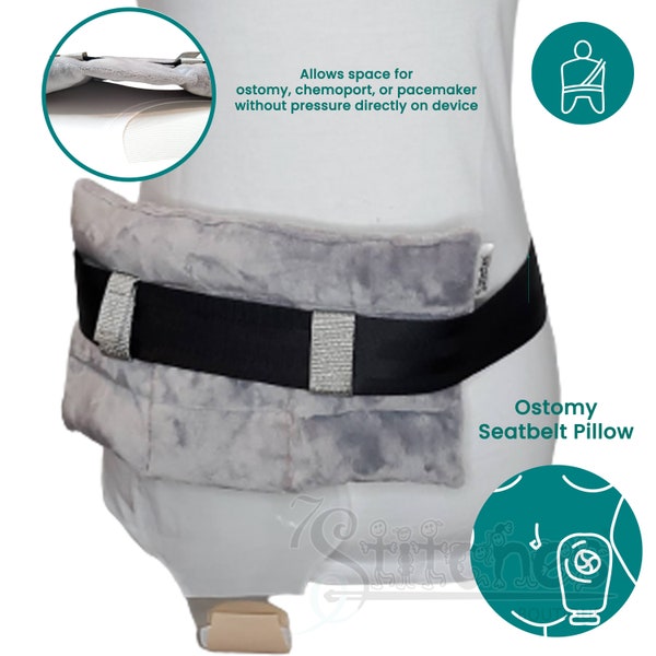 My Bellymate™ OSTOMY Seat Belt Pillow Stoma Ileostomy Padding Colostomy Supplies Ostomates Colon Cancer Chemo Port Pacemaker Protection