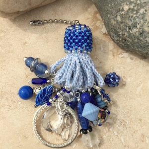 Ceiling Fan/Lamp Ball Chain Beaded Tassel - Blue Icy