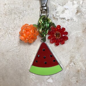 Zipper Pull Tassel Fob - Watermelon, Orange, Flower - End of Summer