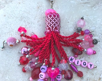 SALE - Tassel Fob - Beaded - Kiqy Jule! - I Love Pink