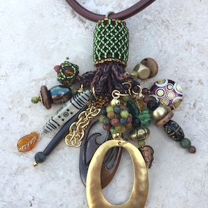 Necklace - Beaded Tassel - Mother Earth - Green - Brown - Nature