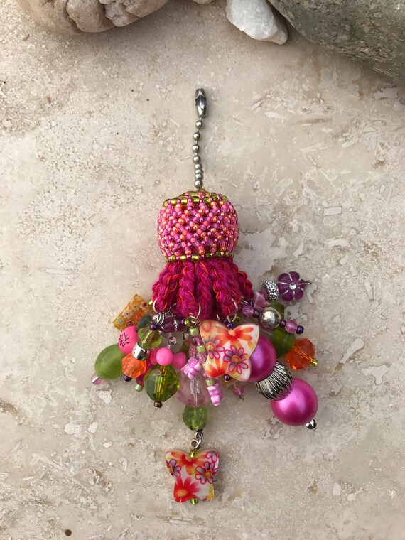 Ceiling Fan Lamp Ball Chain Beaded Tassel Pretty In Pink Etsy