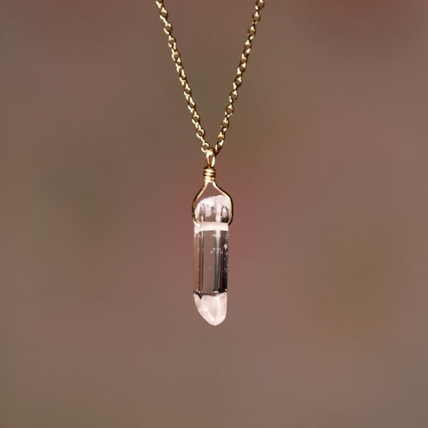 Clear quartz necklace, quartz wand pendant, healing crystal necklace, dainty gold necklace, everyday necklace, natural crystal jewelry - 42