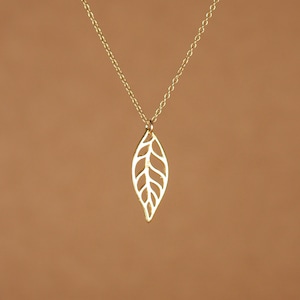 Leaf necklace, dainty petal necklace, nature lover jewelry, a gold vermeil leaf outline of a 14k gold vermeil chain