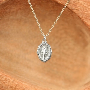 Sterling silver virgin mary necklace - religious necklace - catholic necklace - our lady necklace - virgin mary jewelry