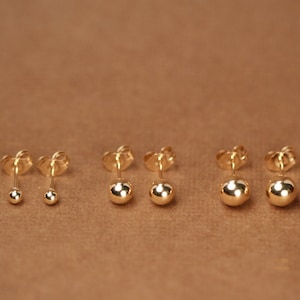 Gold ball earrings, gold dot earrings, gold studs, tiny ball earrings, little gold ball studs, 14k gold filled ball stud earrings