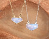 Opalite necklace - triangle necklace - geometric necklace - crystal necklace - gold bezel necklace