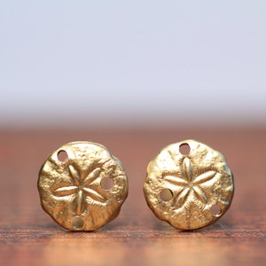 Sand dollar earrings - stud earrings - sand dollar studs - a mighty cute pair of golden brass sand dollar stud earrings