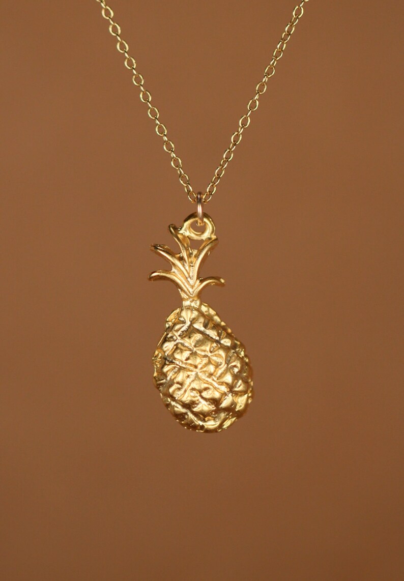 Pineapple Necklace Gold Pineapple Necklace Tropical Etsy