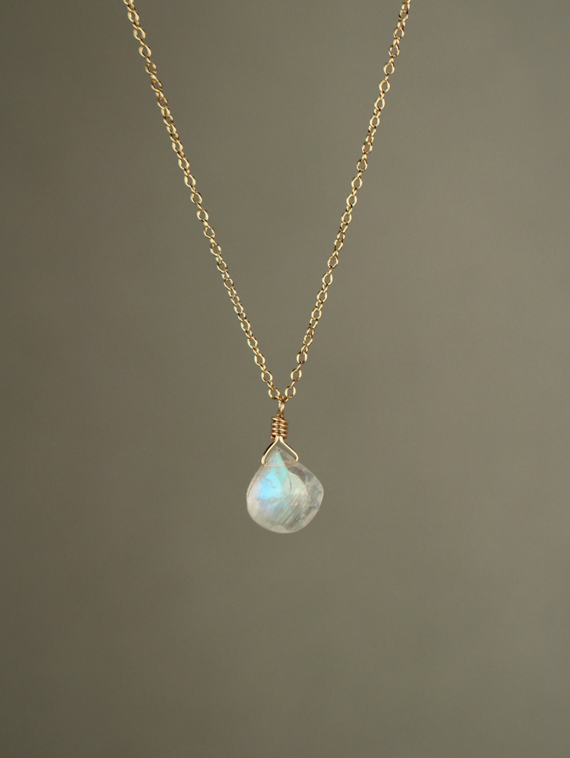 Moonstone Necklace Rainbow Moonstone Necklace Dainty Crystal Necklace