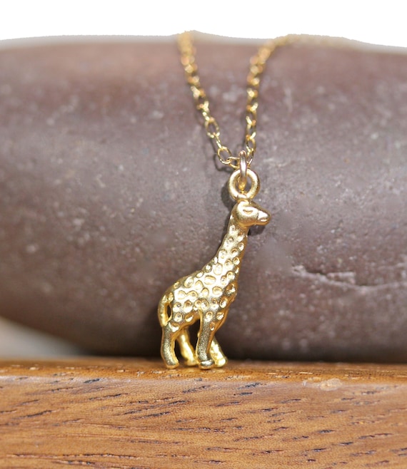 Gold giraffe necklace, safari animal pendant, animal pendant, baby giraffe pendant, animal lover necklace, cute gift idea