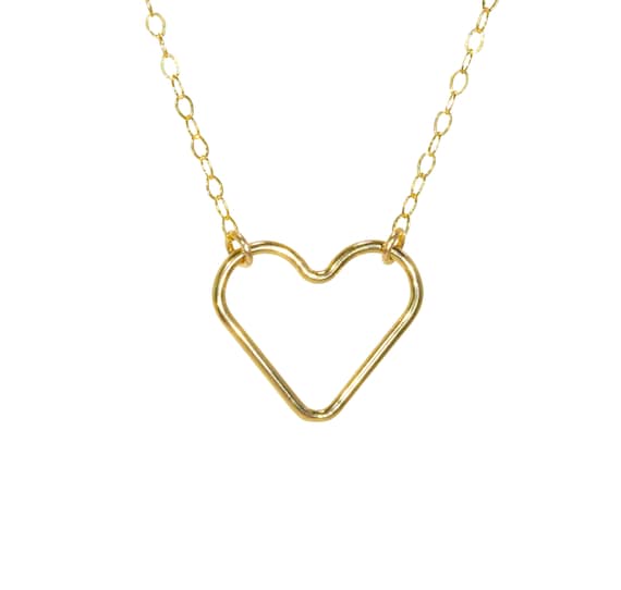 Gold heart necklace, 14k gold filled heart outline, floating heart pendant, gift for her, dainty gold necklace, valentines day gift