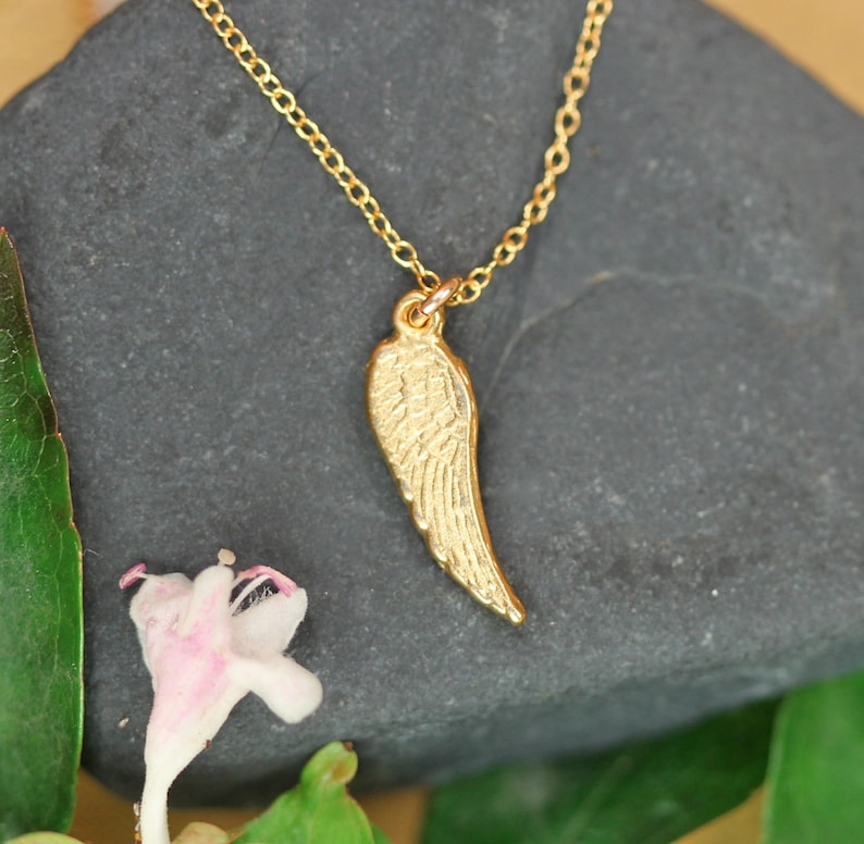 Tiny Gold Wing Necklace Angel Wing Necklace Guardian Angel Etsy UK