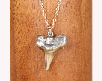 Sterling Silver Shark Tooth Necklace, Beach Surfer Pendant, Oona Jewelry