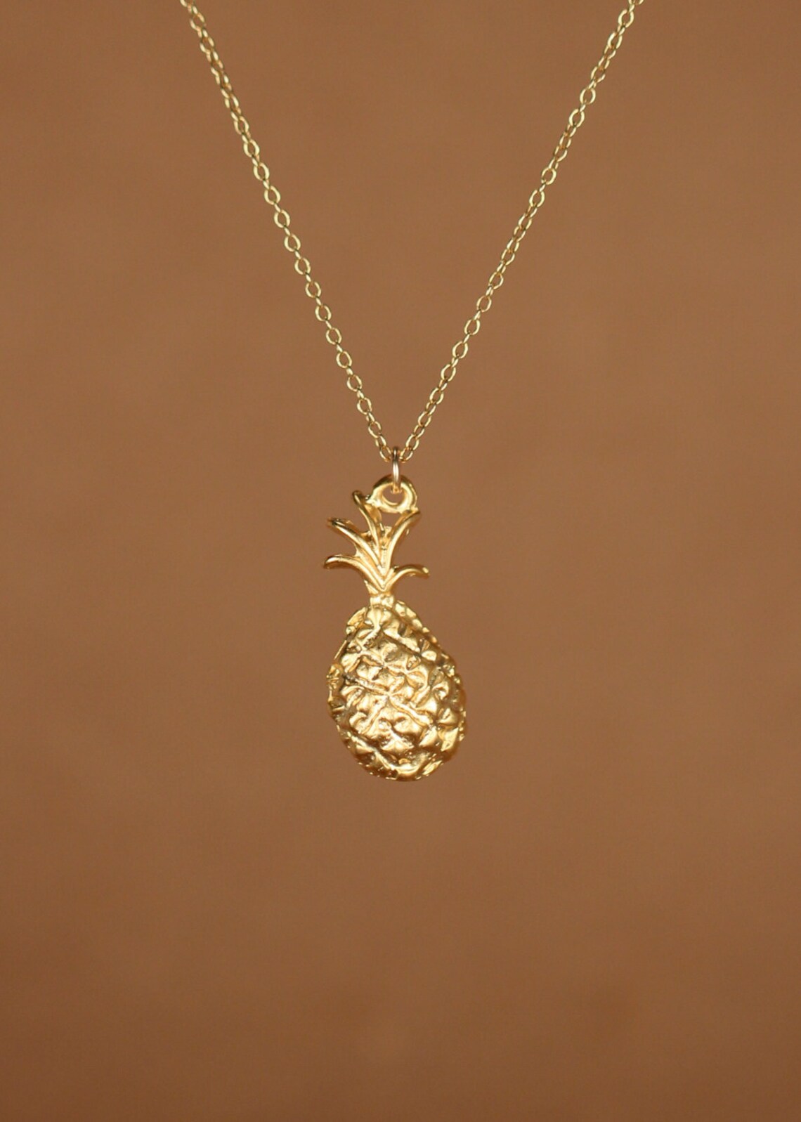 Pineapple Necklace Gold Pineapple Necklace Tropical Etsy