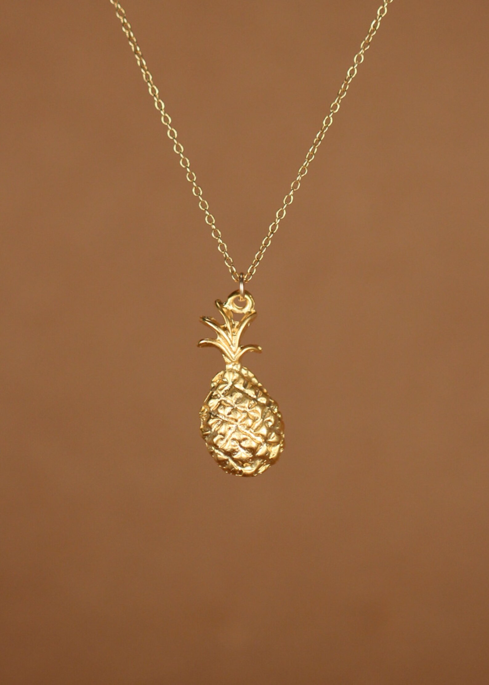 Pineapple Necklace Gold Pineapple Necklace Tropical Etsy