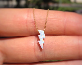 Opal lightning bolt necklace - lightning bolt necklace - opal necklace - thunder necklace - celebrity necklace