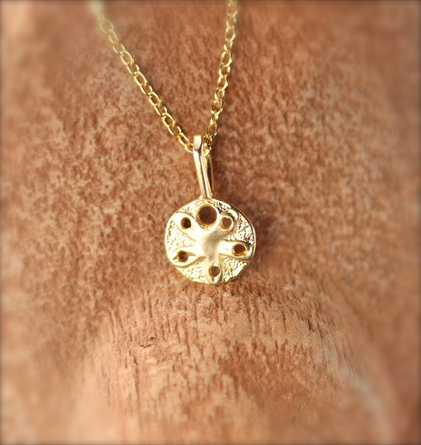 Sand dollar necklace, circle necklace, dainty sea star necklace, gold ...