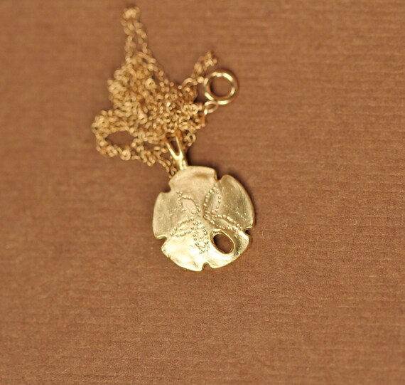 Gold sand dollar necklace - beach necklace - sea star necklace - starfish - a gold vermeil sand dollar pendant on a 14k gold filled chain