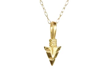 Gold arrowhead necklace - arrow head necklace - spike necklace - a 14k gold vermeil arrowhead on a 14k gold filled chain