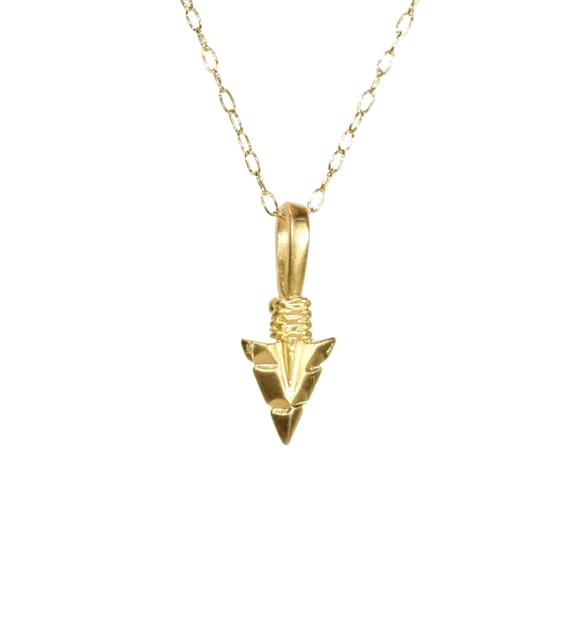 Gold arrowhead necklace - arrow head necklace - spike necklace - a 14k gold vermeil arrowhead on a 14k gold filled chain