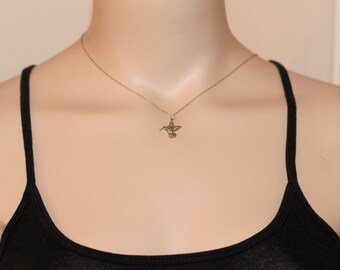 Collana Ciondolo Colibrì In Argento 925 E Conchiglia Abalone - Gioiello Unisex Con Catena Regolabile 18'' + 2'' - 2