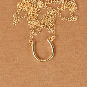 Guldhästskohalsband, lyckohalsband, lyckoberlock, lager-på-lager-smycken, liten guldhästsko, fint hänge, 14k guld vermeilkedja bild 6