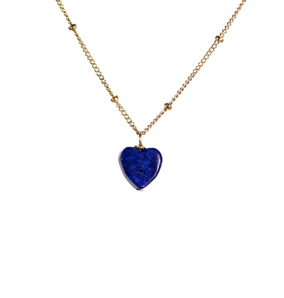 Lapis necklace, heart necklace December birthstone, healing stone heart, something blue, a lapis heart on a 14k gold filled chain