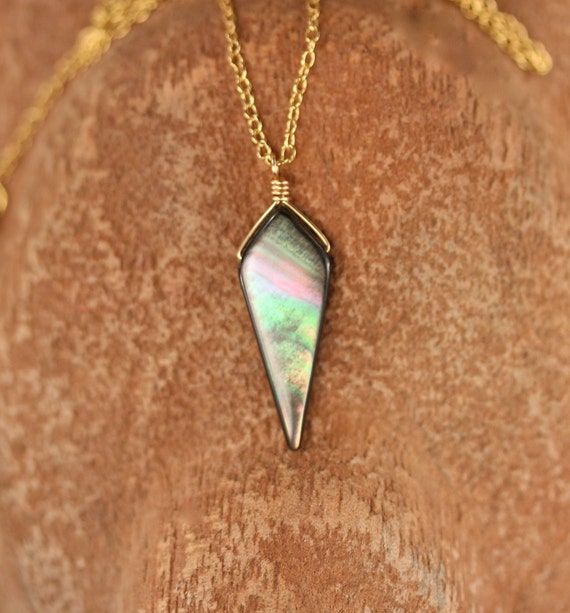 Mother of pearl necklace - abalone necklace - shell necklace - kite necklace - triangle necklace - 14k gold filled chain