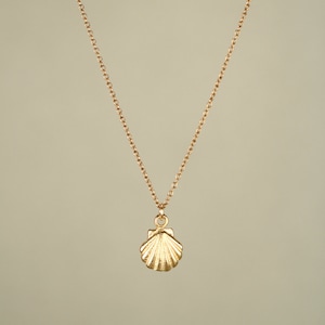 Gold shell necklace tiny shell necklace sea shell necklace a tiny gold sea shell on a 14k gold vermeil chain image 1