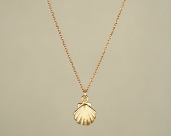 Gold shell necklace - tiny shell necklace - sea shell necklace - a tiny gold sea shell on a 14k gold vermeil chain