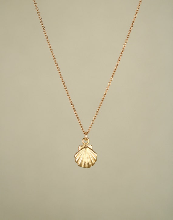 Gold shell necklace - tiny shell necklace - sea shell necklace - a tiny gold sea shell on a 14k gold vermeil chain