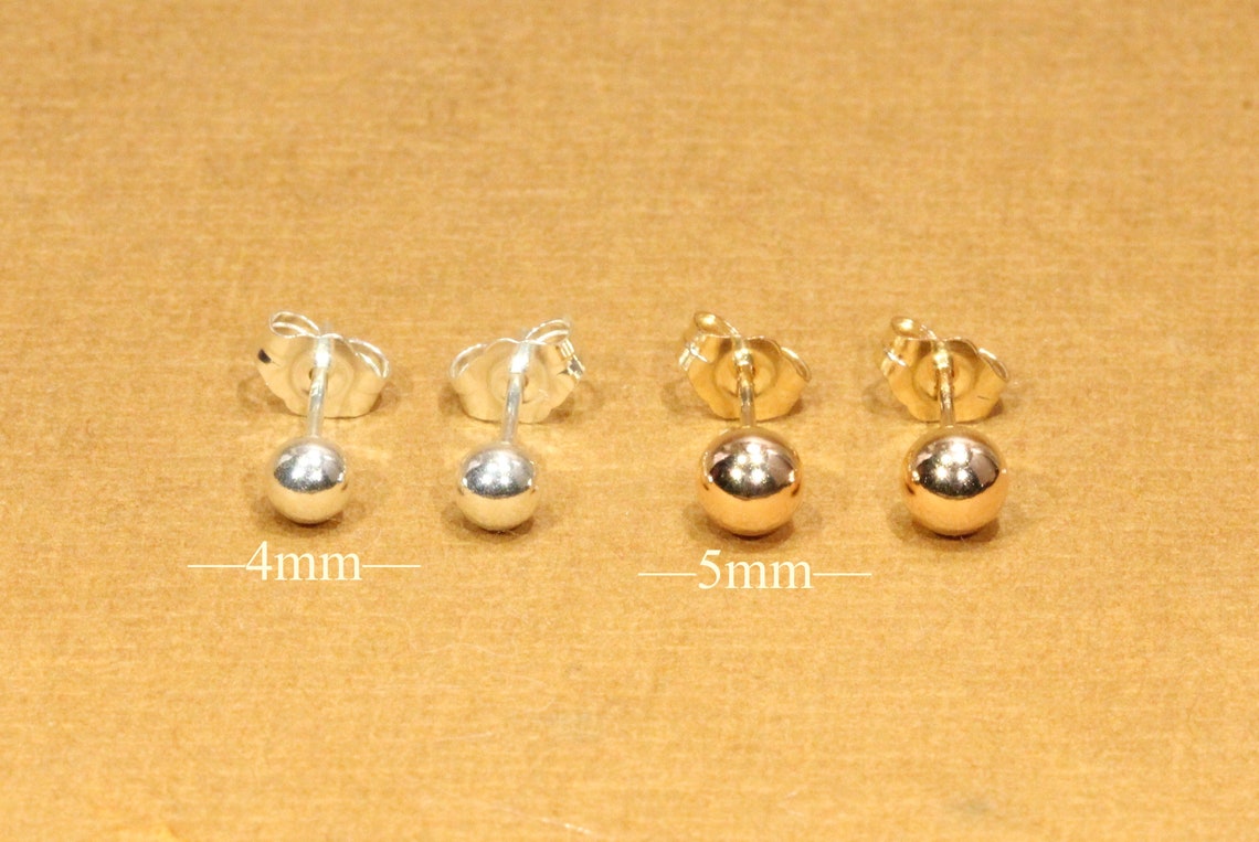 Silver Ball Earrings Gold Ball Earrings Simple Silver Studs Etsy