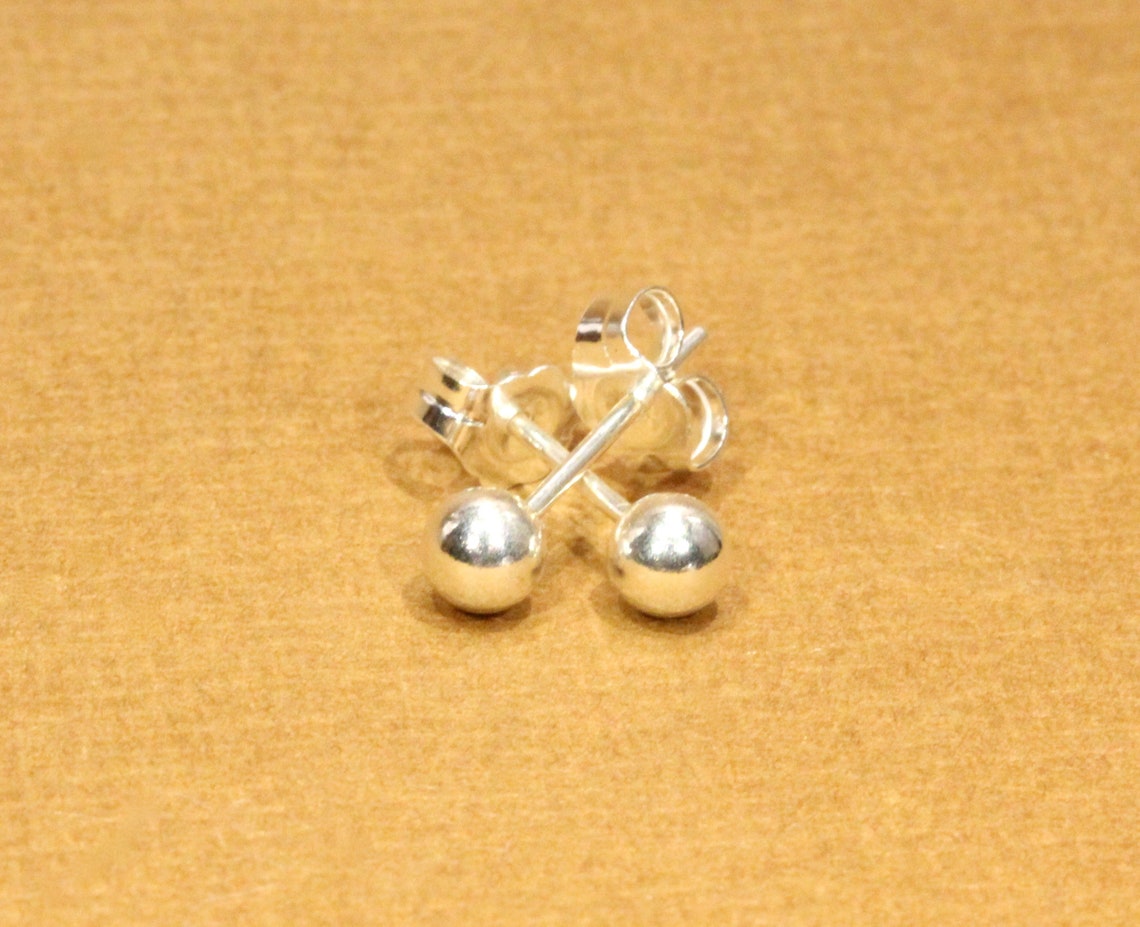 Silver Ball Earrings Gold Ball Earrings Simple Silver Studs Etsy