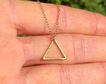 Triangle Necklace in Gold: Geometric Layering 14K Gold Filled Chain