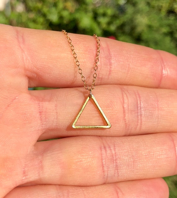 Triangle necklace in gold, everyday necklace, dainty necklace, geometric necklace, layering necklace, minimalist necklace, triangle pendant