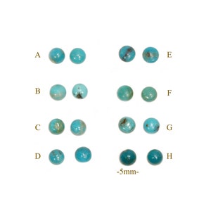 Pu&ograve; includere: Otto paia di cabochon di turchese, etichettati dalla A alla H, ciascuno con un diametro di 5 mm.