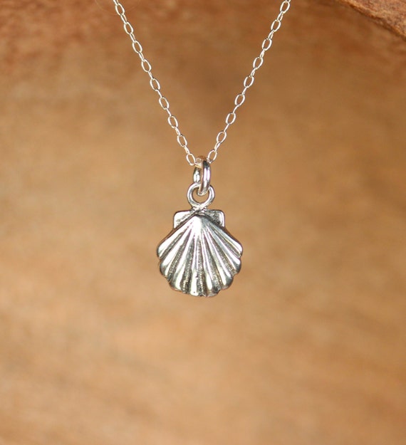 Silver shell necklace - tiny shell necklace - sea shell - scallop necklace - a sterling silver clam shell on a sterling silver chain