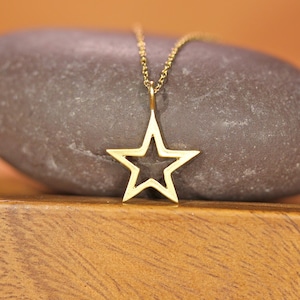 Gold Star Necklace: Celestial Silver Outline Pendant