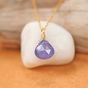 Tanzanite necklace drop necklace crystal necklace purple necklace tiny necklace floating necklace 14k gold filled necklace image 1