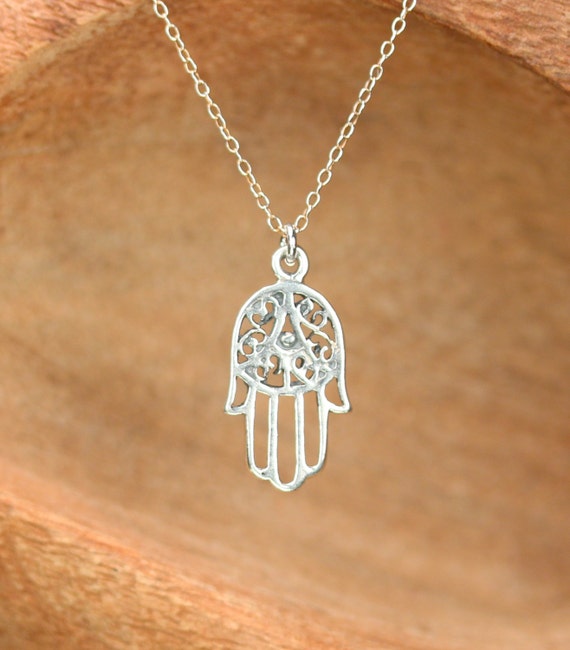 Silver hamsa necklace - hamsa pendant - protection - amulet - a sterling silver hamsa charm on a sterling silver chain