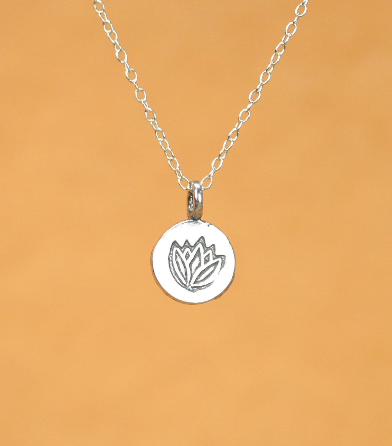 Lotus necklace - silver lotus necklace - yoga necklace - lotus flower ...