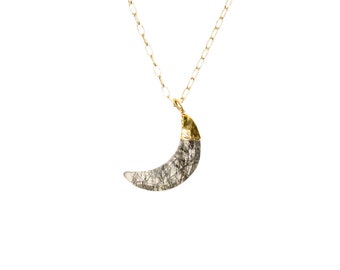 Moon necklace, black rutilated quartz crescent moon, crystal moon, black crystal necklace, tourmalated quartz, tourmaline necklace
