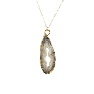 Druzy geode necklace, raw crystal pendant, crystal cave slice pendant, boho healing crystal, dainty 14k gold filled chain