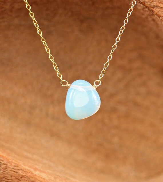 Opalite necklace - pebble necklace - gypsy necklace - crystal necklace - drop necklace - wire wrapped crystal necklace