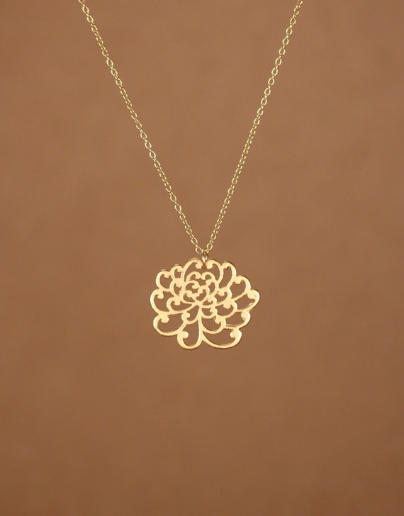 Lotus Necklace Gold Lotus Flower Necklace Yoga Necklace 