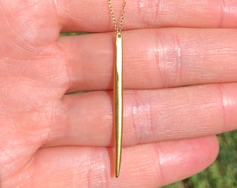 Gold spike necklace, spike necklace, minimal jewelry, long gold necklace, layering necklace, 14k gold vermeil point, 14k gold filled chain