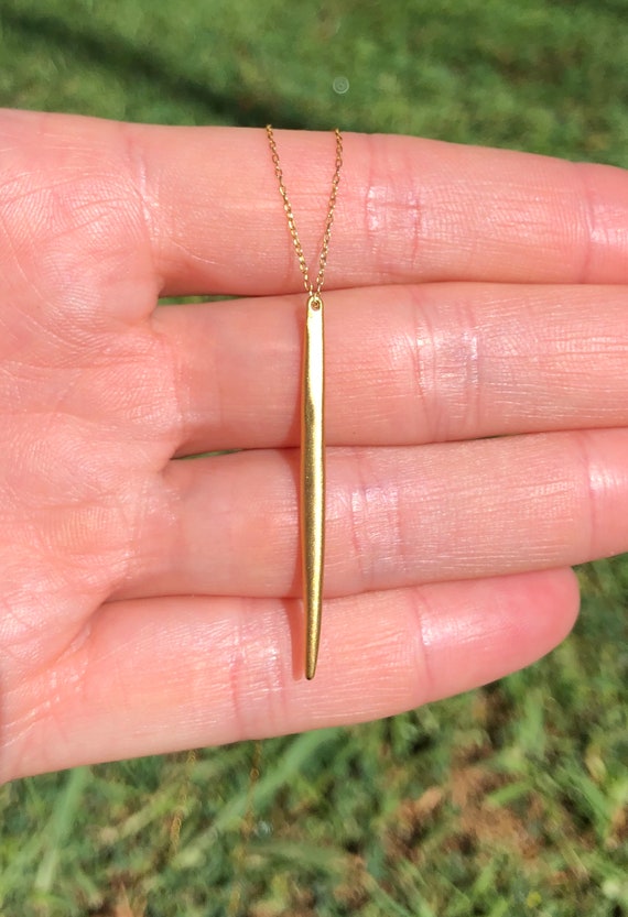 Gold spike necklace, spike necklace, minimal jewelry, long gold necklace, layering necklace, 14k gold vermeil point, 14k gold filled chain